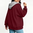 thumbnail image 5 of Jsaierl Women's Zip Up Hoodies Sweatshirts with Contrast Hood Adjustable Drawstring Kangaroo Pocket Oversized Casual Jackets S-2XL, 5 of 9