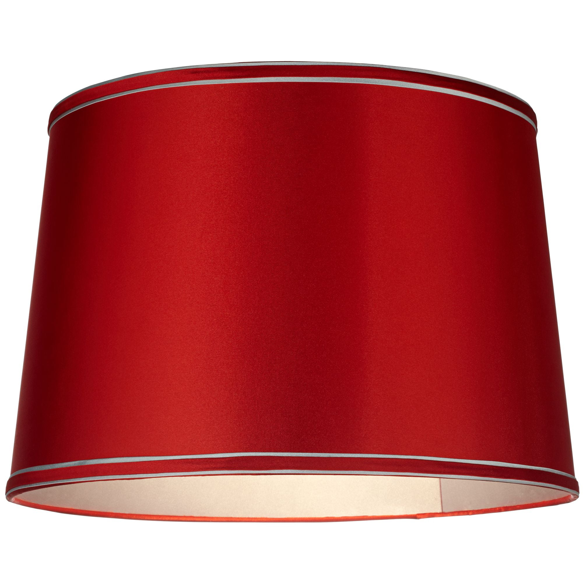 Springcrest Sydnee Satin Red Medium Drum Lamp Shade 14" Top x 16" Bottom x 11" Slant x 11" High (Spider) Replacement with Harp and Finial