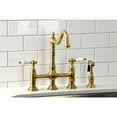 thumbnail image 2 of Kingston Brass KS1277PLBS Heritage Bridge Kitchen Faucet with Brass Side Sprayer, Brushed Brass, 2 of 7