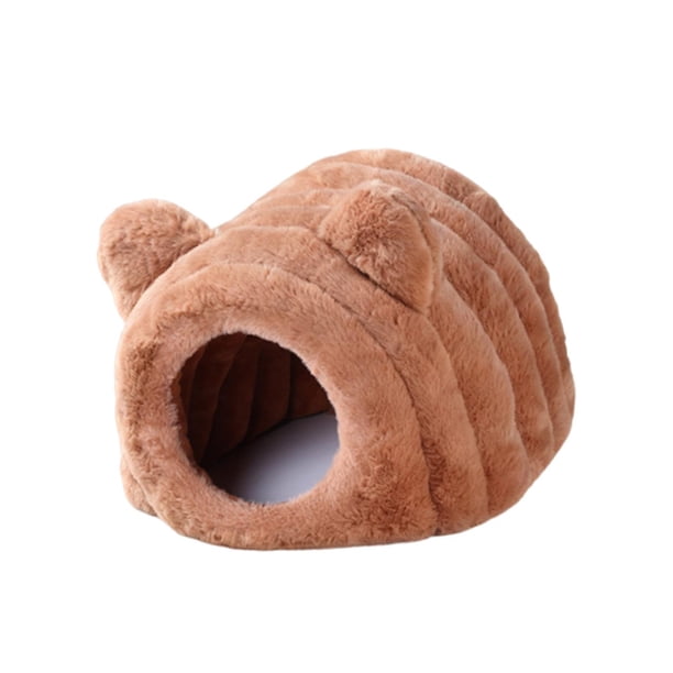 Cama para hámster cómoda para otoño e invierno, cueva para animales pequeños, hábitat de escondite. Marrón