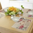 thumbnail image 4 of Ambesonne Kitchen Place Mats Set of 4, Old Roses Lace Flowers, Standard Size, Forest Green Pale Pink, 4 of 6