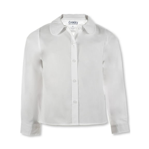 Cookie's Girls' Plus Size L/S Pan Button-Up Shirt Color: white Size: 10.5