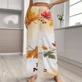 thumbnail image 2 of Thanksgiving Pumpkins Fall Leaves Pajamas Leisure Trousers Soft Warm Sleepwear Bottoms Loose Retro Nightwear, 2 of 6