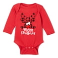 thumbnail image 2 of Peleles navideños para bebés recién nacidos, monos rojos de algodón de manga larga para niños pequeños, ropa para niños y niñas con dibujos de ciervos, los mejores regalos, 2 of 5