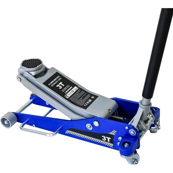 Aluminum Steel Hydraulic Floor Jack 3Ton/6600lbs.Dual Piston Fast Lifting Pump.Horizontal Floor Jack Lifting Range 4.3"-20".Racing Car Jack for MVPs,SUVs and Trucks.Trolley Jack with Extra Saddle