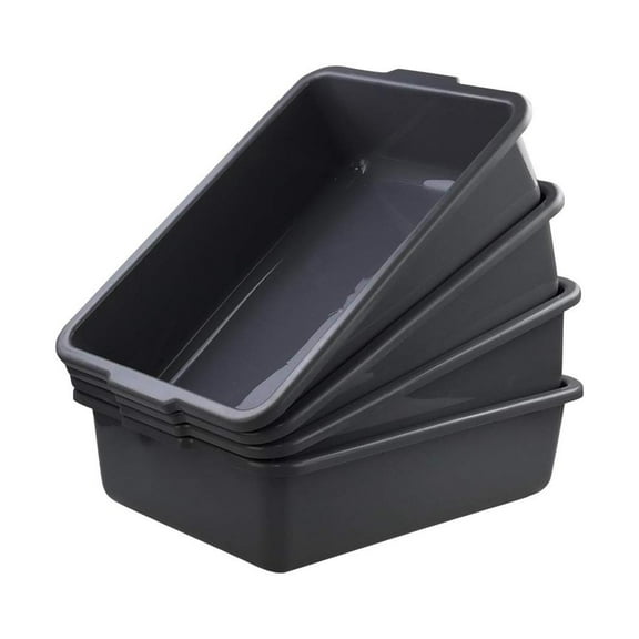 4-Pack 24 L Gray Large Plastic Bus Box, Bus Tubs