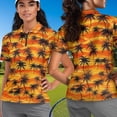 thumbnail image 4 of Binienty Wave Palm Tree Matching Shirts for Couples Fashion Classic Fit Moisture Wicking Couple Shirt with Quarter Zip Comfortable Short Sleeve Daily Wear for Workout Sports, 4 of 7