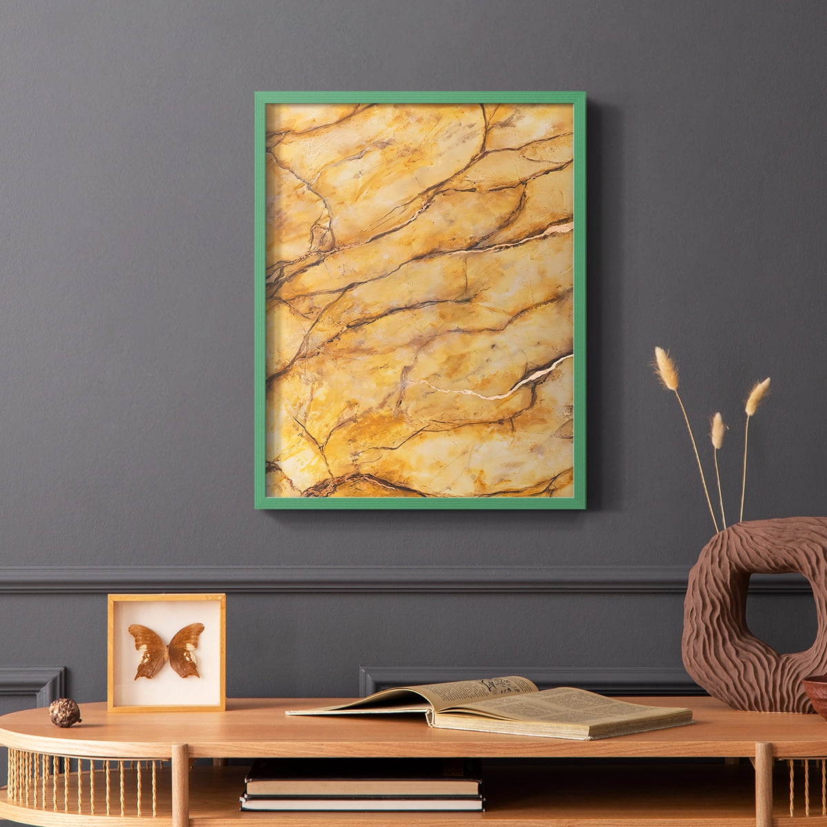 Yellow Marble II Framed Print - Solid Wood in Single Picture Frame Solid Wood 2 Framed Print