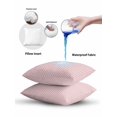 thumbnail image 5 of Waterproof Outdoor Throw Pillows with Inserts 12"x20" Set of 2, Pink Striped Soft Decorative Pillowcases for Couch Bedroom, Modern Simple Farmhouse Beige Vintage Pillow Covers for Sofa Living Room, 5 of 8