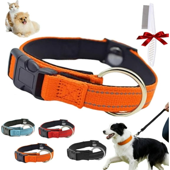 Pawliberation Collar, Pawliberation Magnetic Dog Collar, Material   Heavy-Duty Buckle, Double Layer Reflective Dog Collar Waterproof,Perfect for Senior Dogs(Orange)