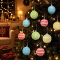 thumbnail image 4 of Christmas Ornaments Set 12 Pack Flocked Christmas Balls Multicolor Shatterproof Tree Decorations for Holiday Party and Home Decor, 4 of 9