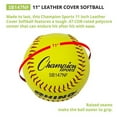 thumbnail image 4 of Champion Sports 11" Leather Cover Softballs - Poly Core - Medium Compression - NFHS Approved - Raised Seams - Optic Yellow - Pack of 12, 4 of 6