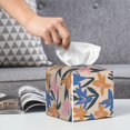 thumbnail image 5 of Uemuo Lilies Flowers Tissue Box Cover Holder, Square with Bottom Belt - PVC Leather Decorative Organizer for Tabletop, Bathroom, Car, Office, 5 of 8