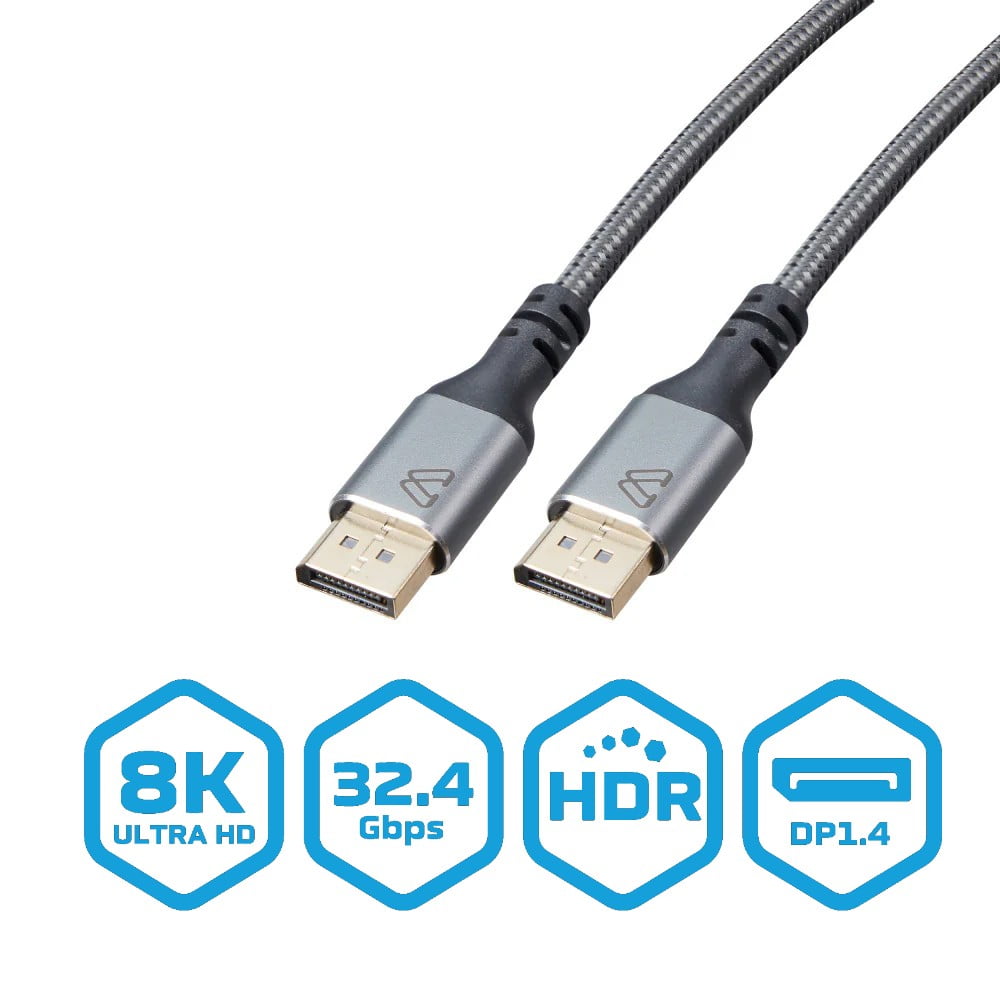 BlueDiamond câble PRO DisplayPort 8K - Ultra HD - 32.4Gbps - HDR Dynamique - DP 1.4 - 8K@60Hz, 4K@144Hz, 6pi