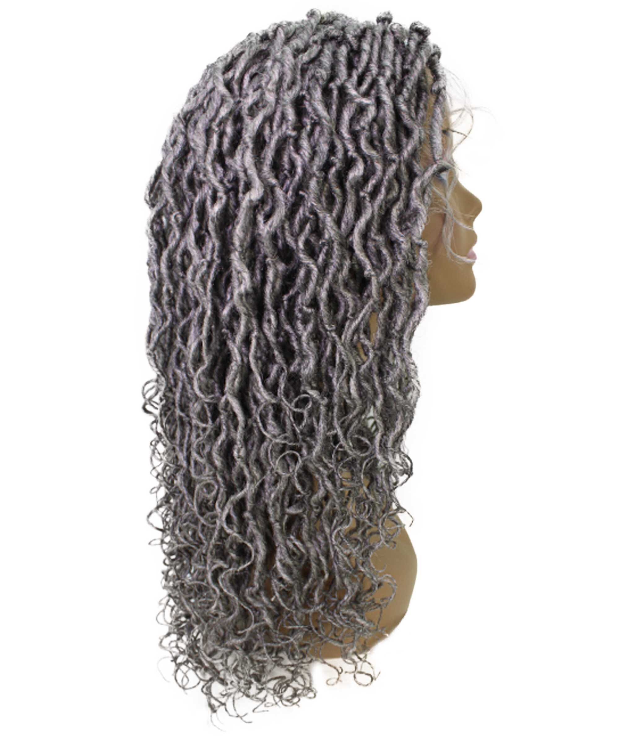 LUXLUXE Diamond Curly Locs 23 in Long 4X4 Hand Tied Lace Braid Braided Wig, Beauty Heat Resistant Fiber, Color #51 - Grey