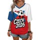 thumbnail image 2 of Women's Football Graphic T-Shirt, Soccer Fans V-Neck Short Sleeve T-Shirt with Print, Soft Lightweight Soccer Apparel Shows Player Number for Soccer Tournament 2026 Sky Blue Size: L, 2 of 5