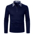 thumbnail image 2 of Vedolay Men Polo Shirt Shirts Casual Slim Fit Solid Soft Pocket Shirt Navy,XL, 2 of 5
