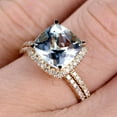 thumbnail image 5 of 2.55 Carat 7mm Cushion Cut Aquamarine Engagement Ring Anniversary Gift With Matching Band On 10k Rose Gold Halo Design, 5 of 5