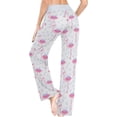 thumbnail image 5 of FREEAMG Women Pajama Pants Lounge Pants Long Stretch Comfy Sleepwear Pink Flamingo Leopard, 5 of 7