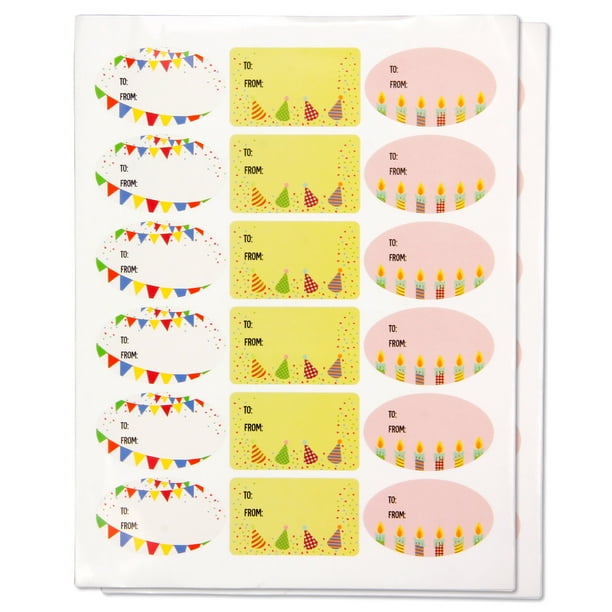 600 Labels - Happy Birthday Gift Tag Sticker Bundle, Three (3) Different Birthday Gift Labels ...