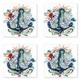 thumbnail image 1 of Anchor Coaster Set of 4, Ornate Ship Anchor Sun Heart Sea Lettering Mooring Tourists Naval Summer Design, Square Hardboard Gloss Coasters, Standard Size, Multicolor, by Ambesonne, 1 of 2