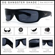 Locs Gangster Mad Dog Dark Black Shades Narrow Rectangle Sunglasses Matte Black