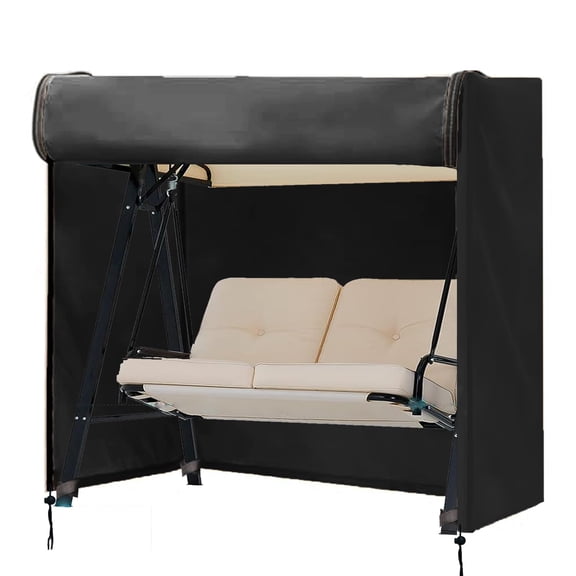Outdoor Swing Two Seater for Porch Swing Canopy Glider Chair, Waterproof Windproof All Weather Protection (Black 160*120*170cm)