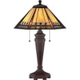 thumbnail image 3 of 2 Light Mission Tiffany Table Lamp with Geometric Stained Glass Panels and Pull Chains in Russet Bailey Street Home 71-Bel-802947, 3 of 3