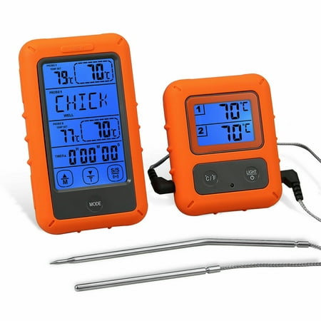 

Wireless Meat Thermometer Kitchen Digital Meat Cooking Thermometer for BBQ Grill Smoker Oven Digital Remote Control Meat Thermometer With 2 Probes 100 FT Range