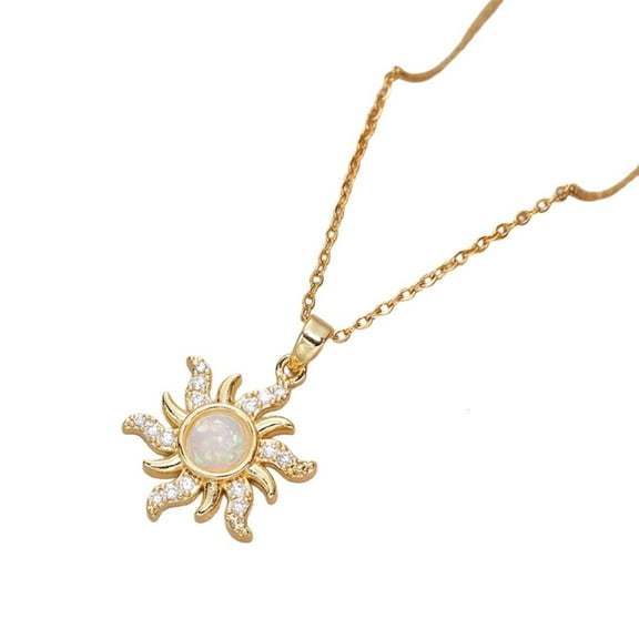 lanema Stylish Sunflowers Design Necklace Adorned with Sparkling Zirconia Unique Neckchain for Professionals