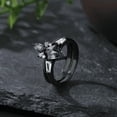 thumbnail image 3 of Vintage Black Rutilated Quartz Engagement Ring Set in 14K Black Gold Vermeil- Kite Cut Promise Ring for Women- Unique Bridal Wedding Ring Set, 3 of 7