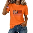 thumbnail image 5 of NTACZA Short Sleeve Going Out Tops for Women Crew Neck Usa American Flag Print Casual T‑Shirts Graphic Tees Festival Relaxed Fit Orange, 5 of 6