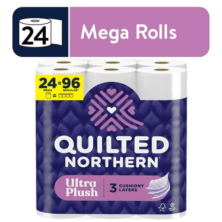Quilted Northern Ultra Plush Toilet Paper, 24 Mega Rolls, 3-Ply Toilet Tissue