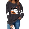 thumbnail image 2 of aohooy Women's Halloween Tops Cute Funny Ghost Pumpkin Graphic Long Sleeve Shirt Fall Spooky Pullover Sweatshirts Tops Dark Gray,XXL, 2 of 8