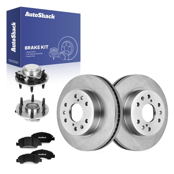 AutoShack Front Vented Brake Rotors   Premium Ceramic Pads   Hub Bearing Assembly 8-PC Brake Kit Replacement for 2014-2018 Chevrolet Silverado 1500 2014-2018 GMC Sierra 1500 12.99" (329.9 mm)