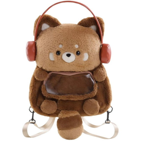 Cute Fuzzy Red Panda Backpack Stuffed Animal Backpack Kawaii Panda Animal Backpack Fluffy Shoulder Bag Casual Daypack for Women