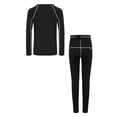 thumbnail image 2 of Moggemol Ensemble de Couche de Base de Compression pour Garçons, Col Rond, Haut à Manches Longues avec Leggings à Taille Élastique, Noir Gris 22, 2 of 5