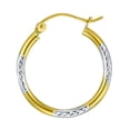 thumbnail image 3 of Wellingsale Ladies 14k Two Tone White and Yellow Gold Polished Diamond Cut 1.5mm Tube Hoop Earrings (16 x 16 mm), 3 of 7