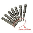 thumbnail image 5 of 7Pc 50Mm 1/4" Hex Shank Five-Point Magnetic Torx Screwdriver Bits for T10-T40, 5 of 8