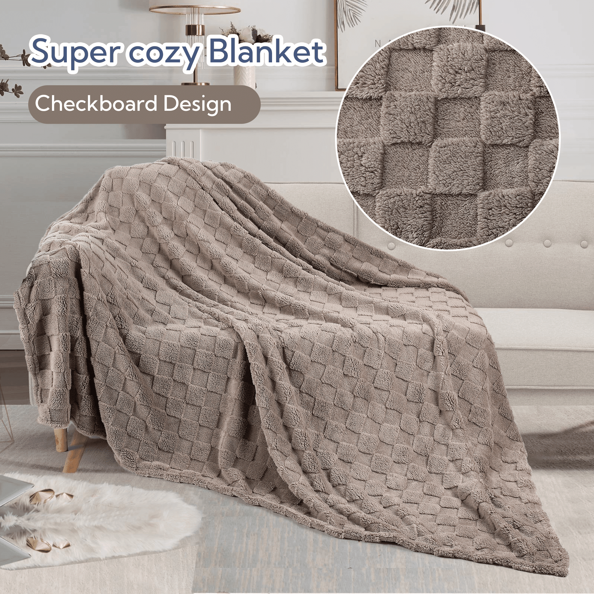 SUNNY HEAT Sherpa Blanket Twin Size 60''x80'' All-Season Lightweight Ultra Soft Bed Blanket Couch, Bed, Sofa, Travel Use, Gift, Light Grey