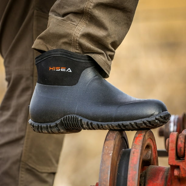 HISEA Men s Rain Shoes Ankle Height Rubber Garden Boots Insulated Waterproof for Muck Mud Working Outdoor