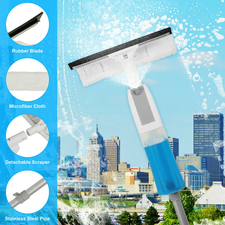 All Purpose Window Squeegee with 58 inch Long Handle, 2 Microfiber Pad –  ITTAHO