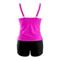 thumbnail image 6 of Conairie Tankini Sets For Women High Waisted Swimsuit Two Piece Plus Size Tummy Control Bathing Suit Tops And Boyshort Solid Color Beach Breathable Swimwear Hot Pink L, 6 of 6