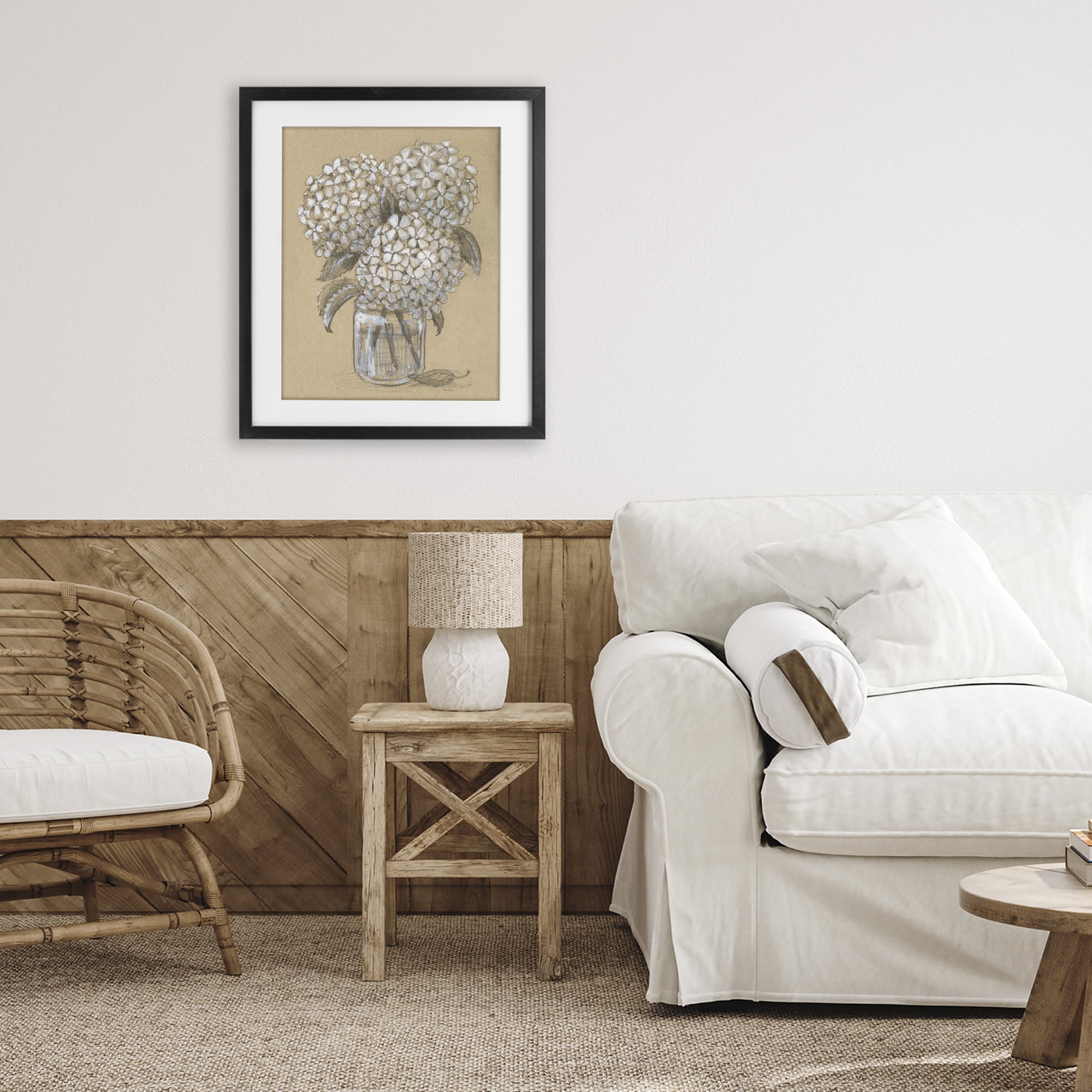 Stupell Industries Hydrangea Jar Drawing Black Framed Print Under Glass, design by Patti Bishop