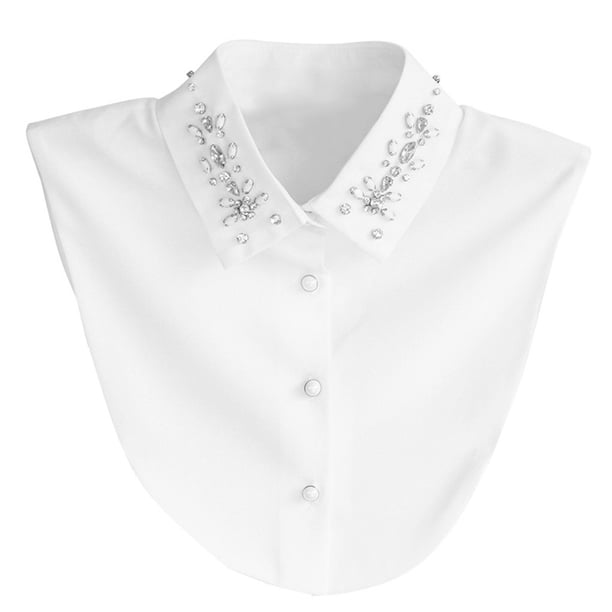 Collar desmontable de gasa con cuello falso Collar desmontable de diamantes de imitación para camisa de suéter, blanco sidaley AP000606-01