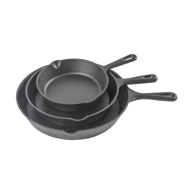 Commercial Chef CHCI03PK Juego de Sartén de Hierro Fundido de 3 Piezas Pre-sazonado