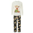 thumbnail image 2 of Elippeo Family Matching Christmas Pajamas, Cartoon Reindeer Print Long-Sleeved Tops + Trousers/Romper Sleepwear Outfits, 2 of 10