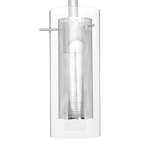 Home Decorators Collection 1-Light Chrome Dual Shade Mesh Cylinder Pendant