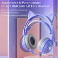 thumbnail image 5 of GARENAS Cat Ear Gaming Headset Purple, 3.5mm Mic Cancelling And Control Headphones Purple, 5 of 9