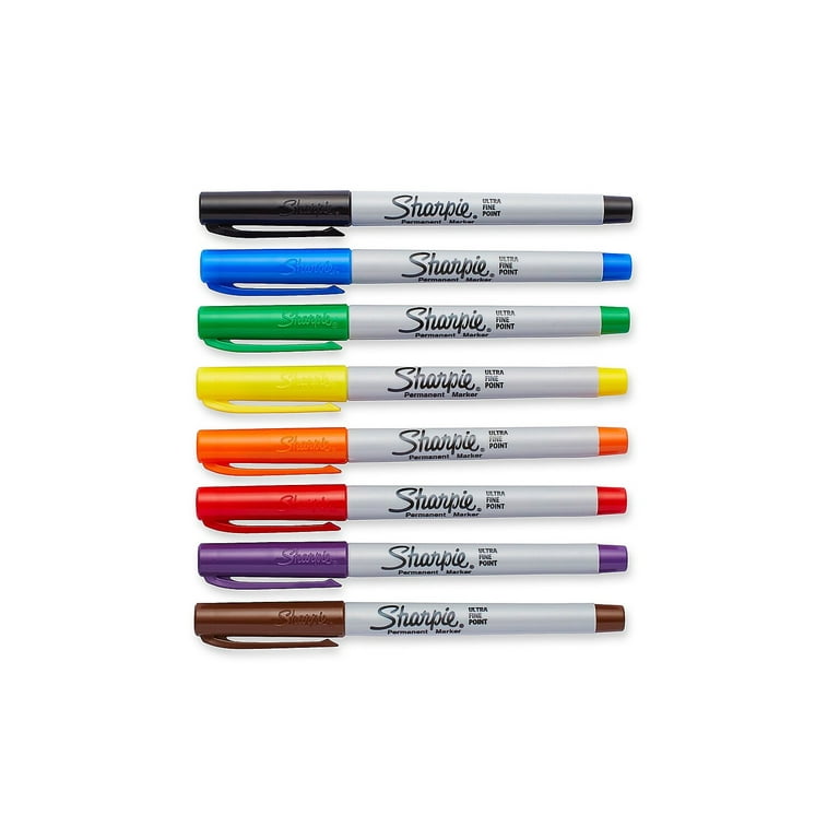 Sharpie Permanent Markers, Ultra Fine Point, Classic Colors, 8